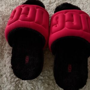 UGG Bold Pink and Black Platform Slides